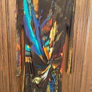 Ted Baker Multicolor Abstract Long Sleeve Dress Sz 2